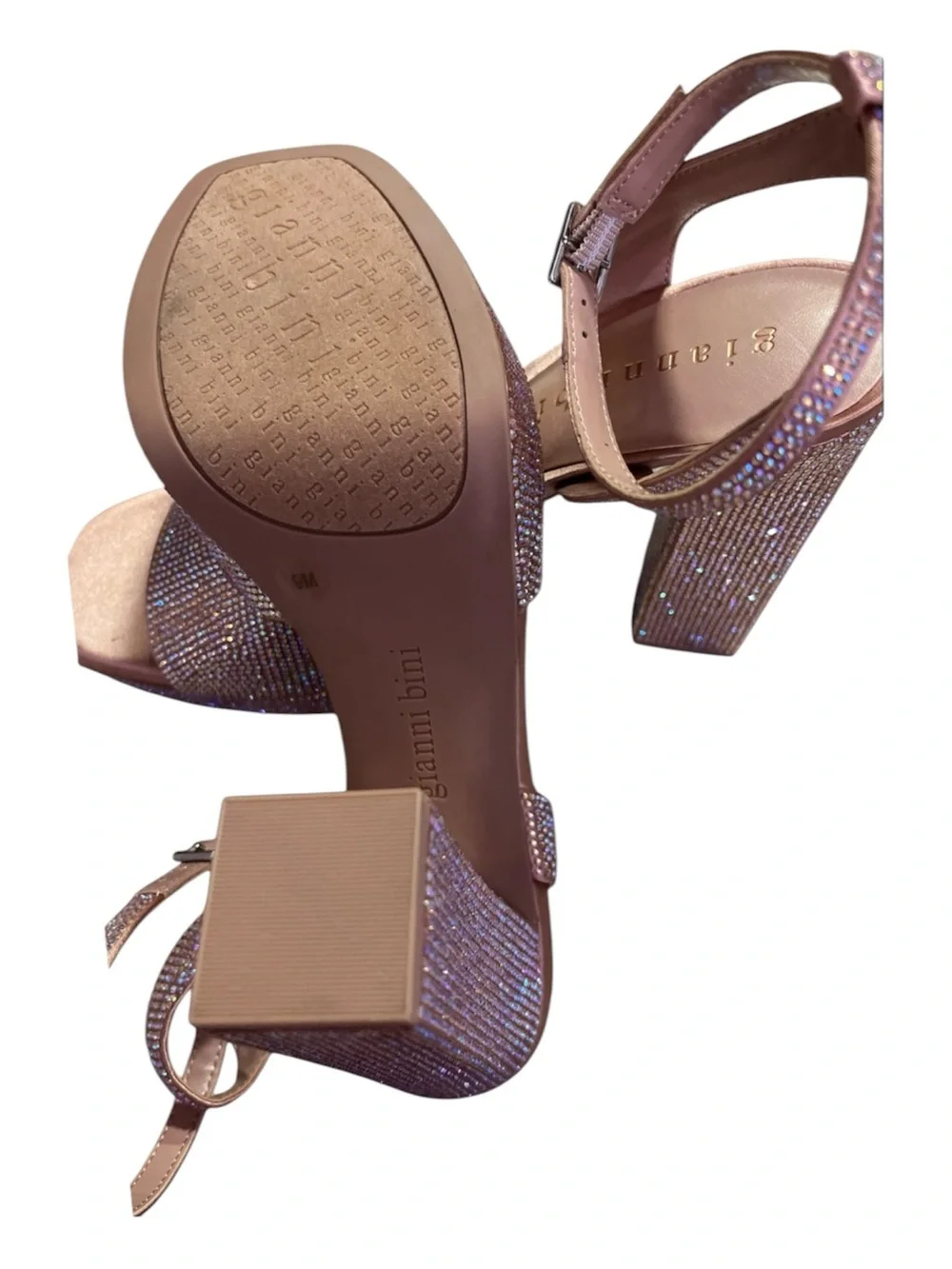 Gianni Bini Nessie Four AB Rhinestone Shimmer Platform Dress Sandals Heels  9 M